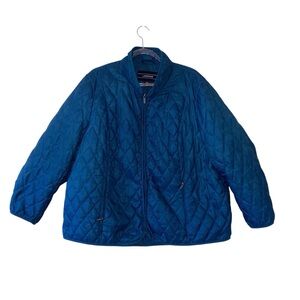 Lands End Womens Plus Teal Blue Quilted Jacket Size 3XL